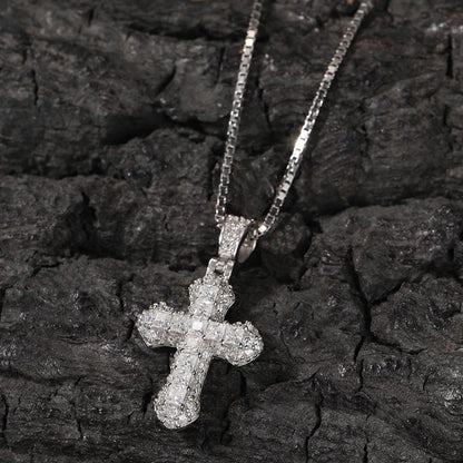 The Baguette Cross Pendant Necklace