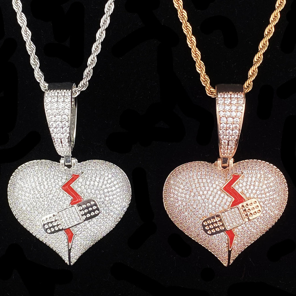 Mended Heart Iced Pendant Necklace