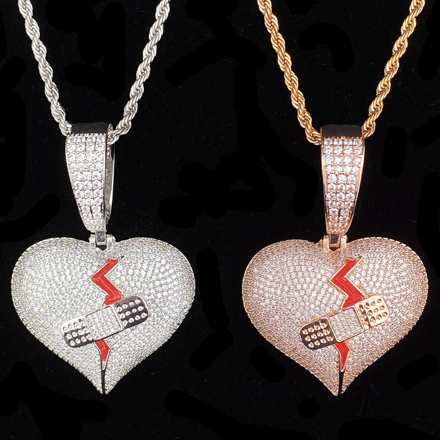 Mended Heart Iced Pendant Necklace