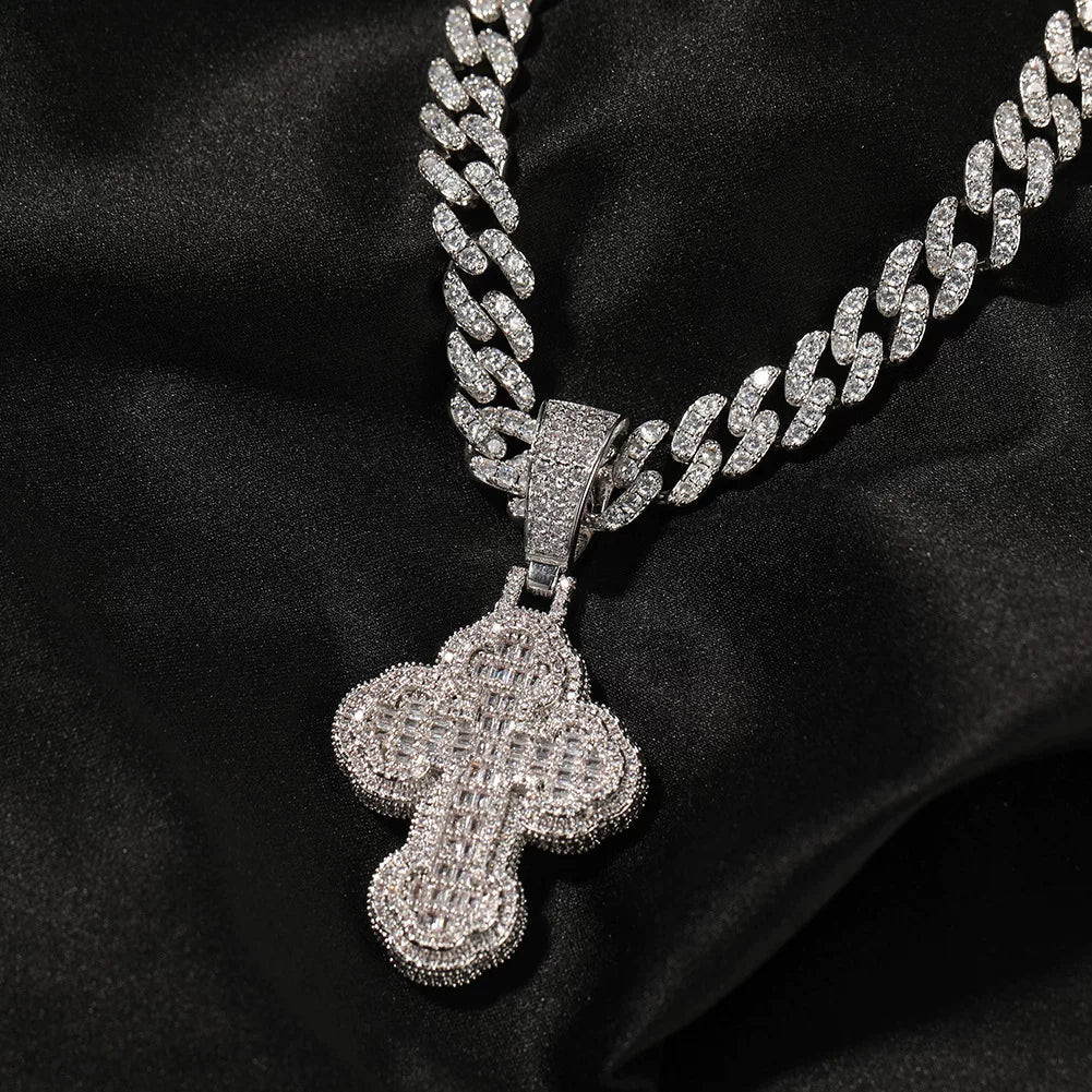 Creed Iced Cross Pendant Necklace