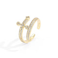 Cross Open Adjustable Pavé Ring