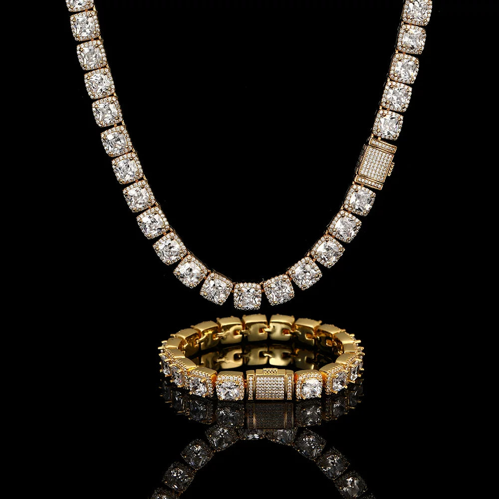 The Cushion Halo Tennis Necklace & Bracelet Set