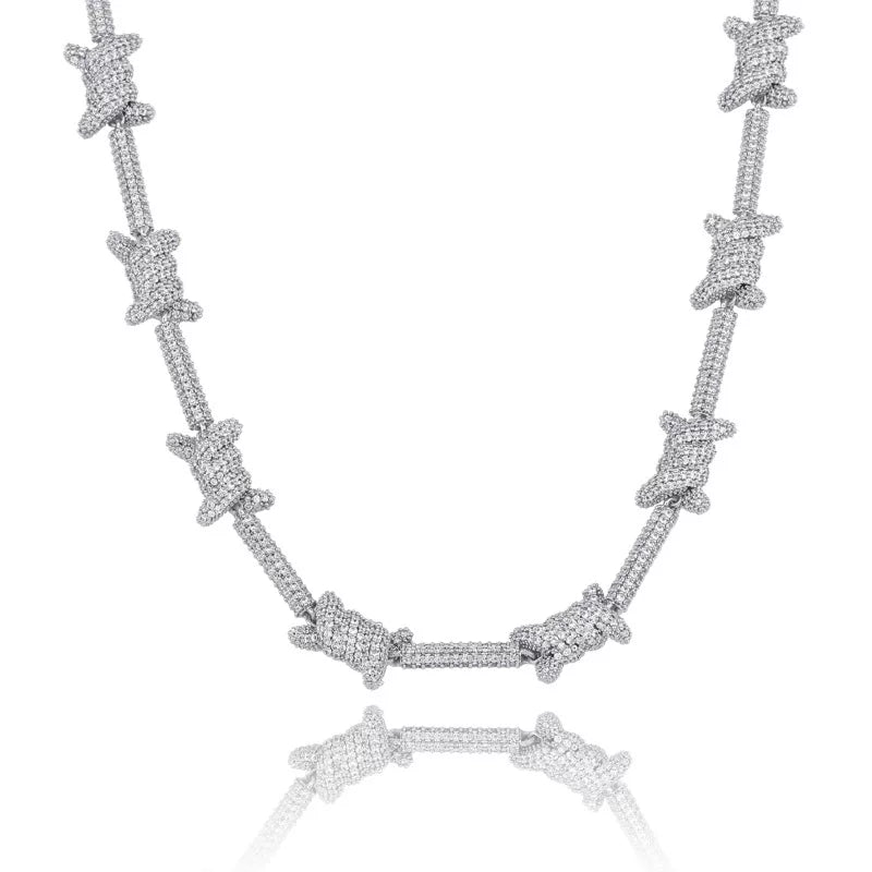 Iced Out Barbed Wire Chain Necklace