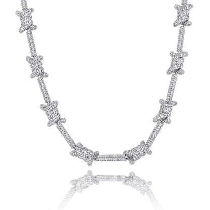Iced Out Barbed Wire Chain Necklace