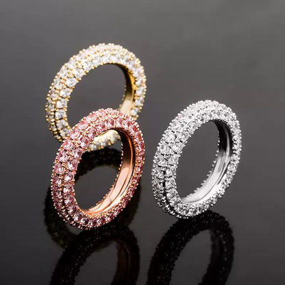 3-Row Pave CZ Eternity Band Ring