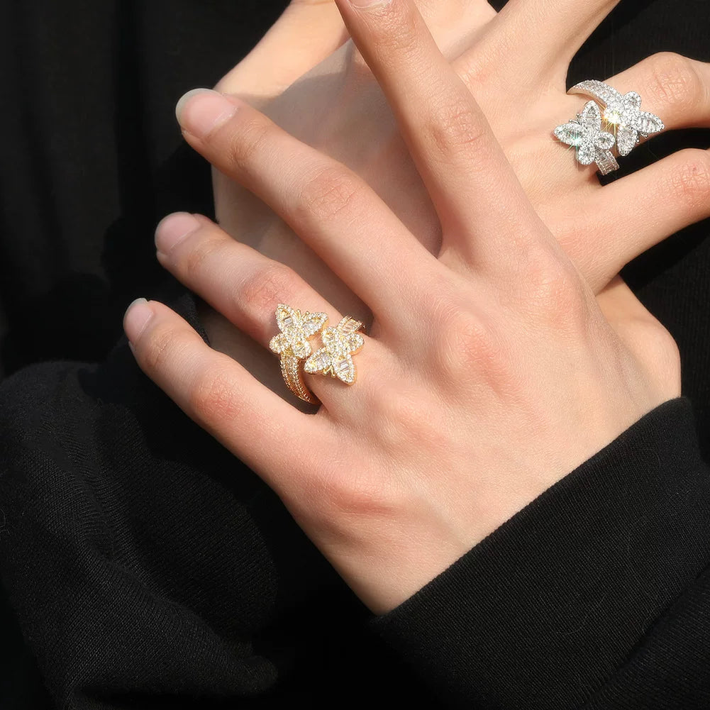 The Double Butterfly Baguette Ring