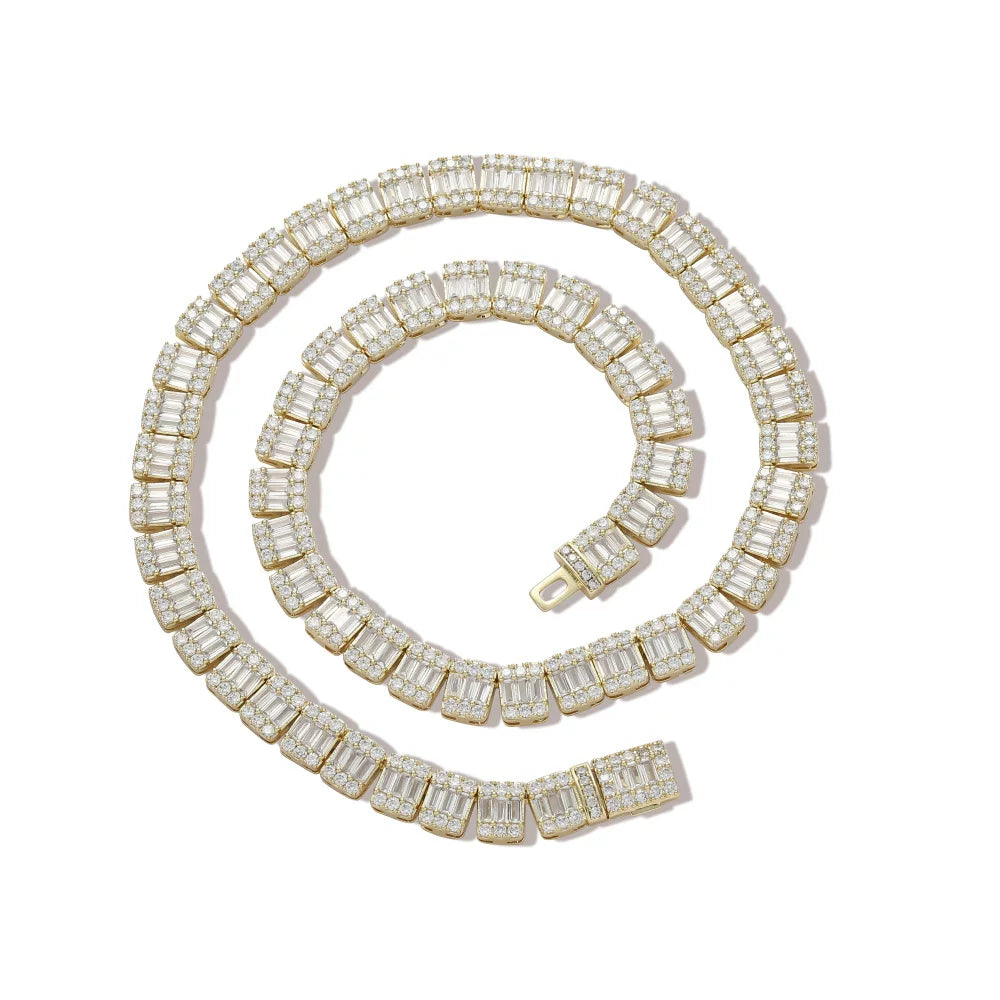 Baguette Halo Tennis Necklace
