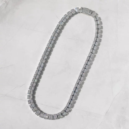 Baguette Halo Tennis Necklace