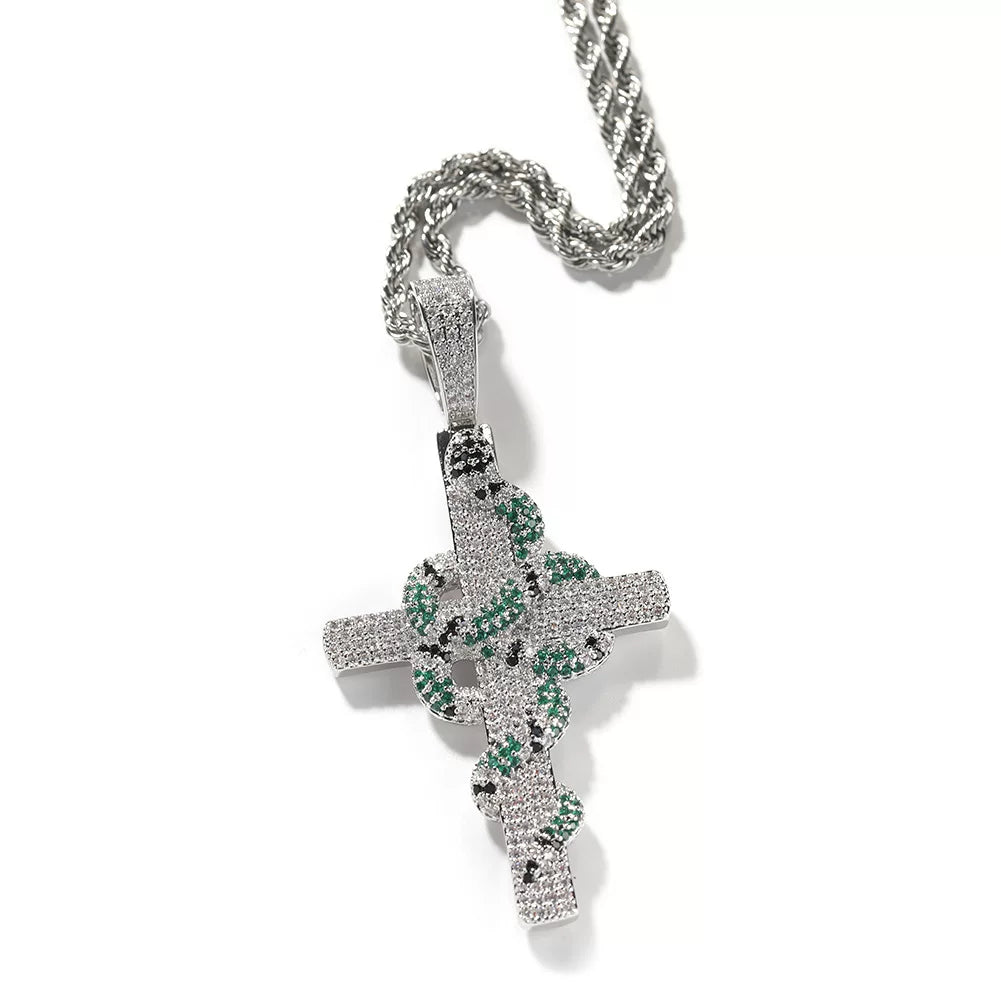 Serpent Cross Pendant Necklace