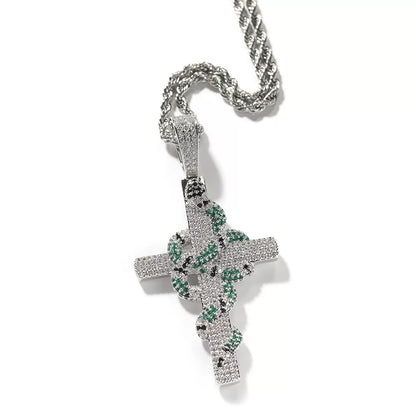 Serpent Cross Pendant Necklace