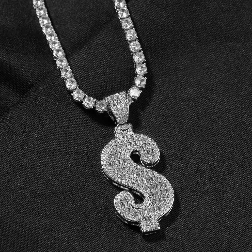Money Bag Baguette Iced Necklace