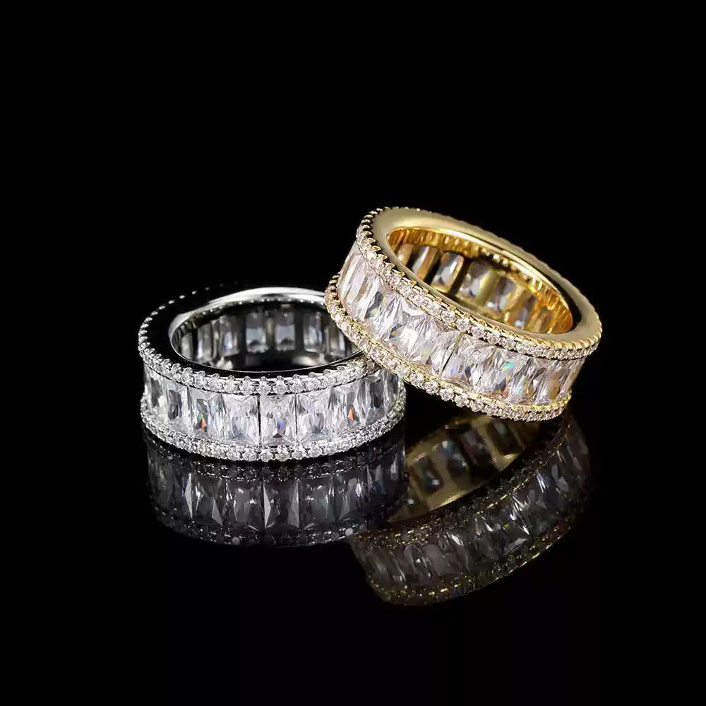 Iced Out Baguette CZ Eternity Band Ring