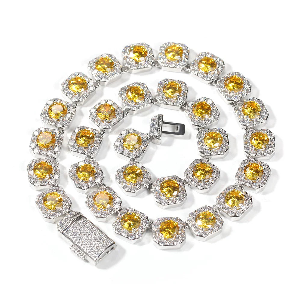 The Halo Cluster Tennis Chain Necklace