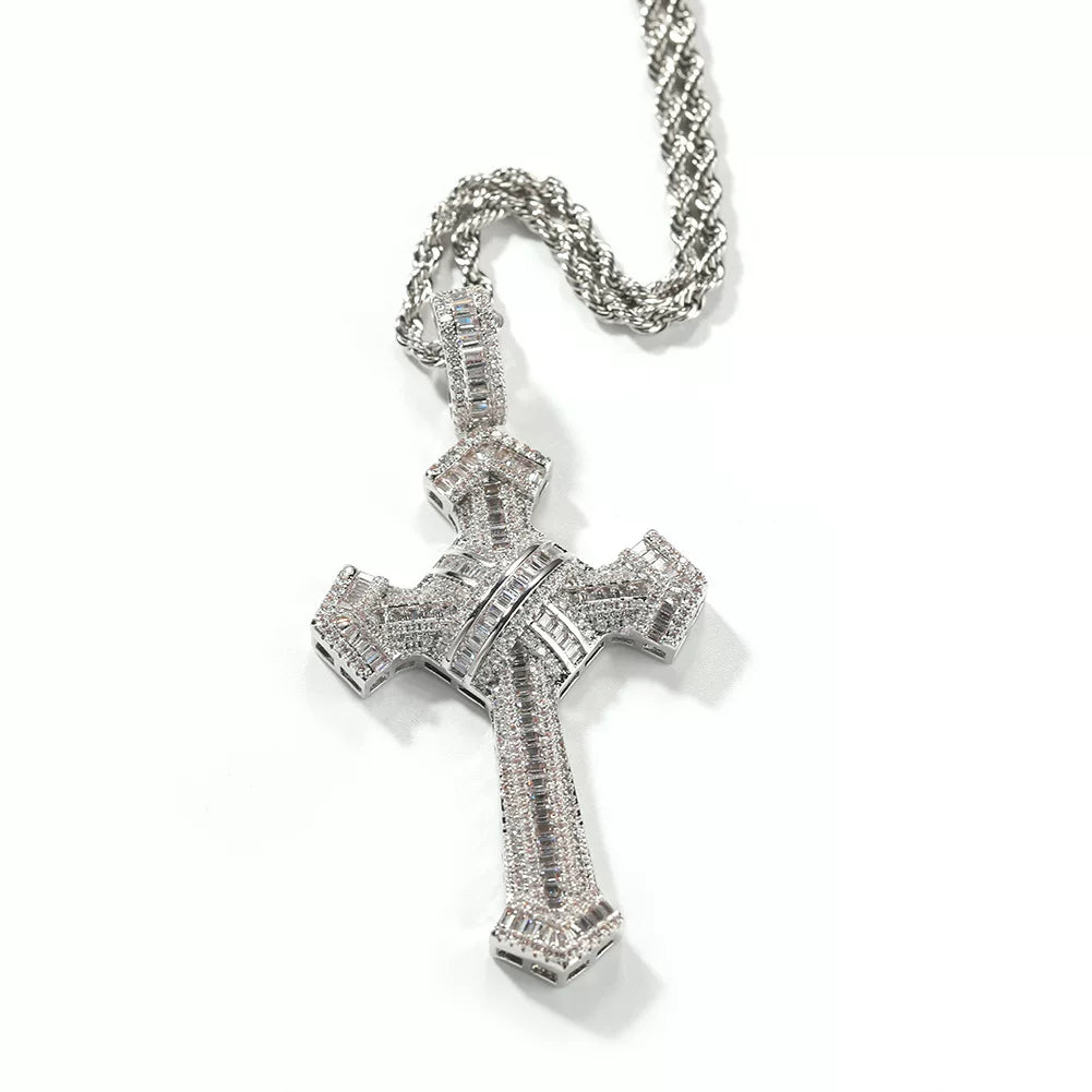 Vault Baguette Cross Pendant Necklace