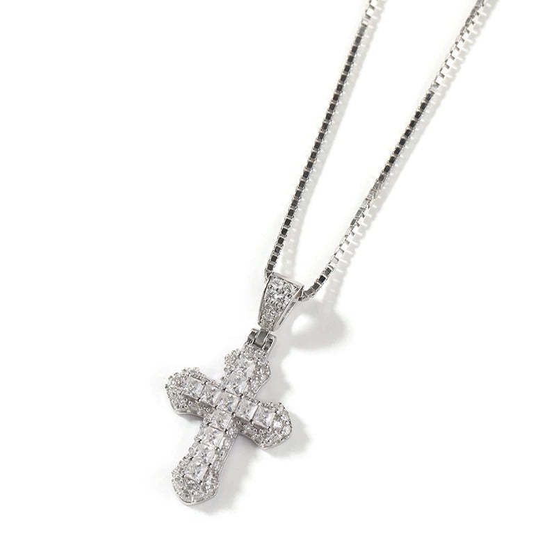 The Baguette Cross Pendant Necklace