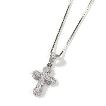 The Baguette Cross Pendant Necklace