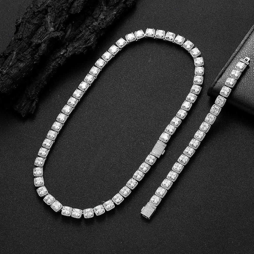 The Cushion Halo Tennis Necklace & Bracelet Set
