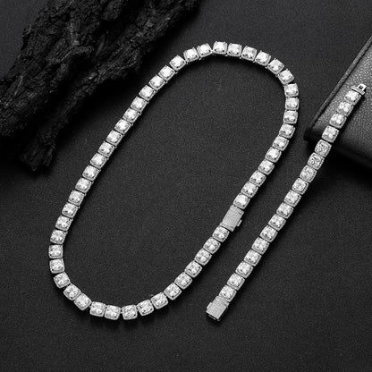 The Cushion Halo Tennis Necklace & Bracelet Set