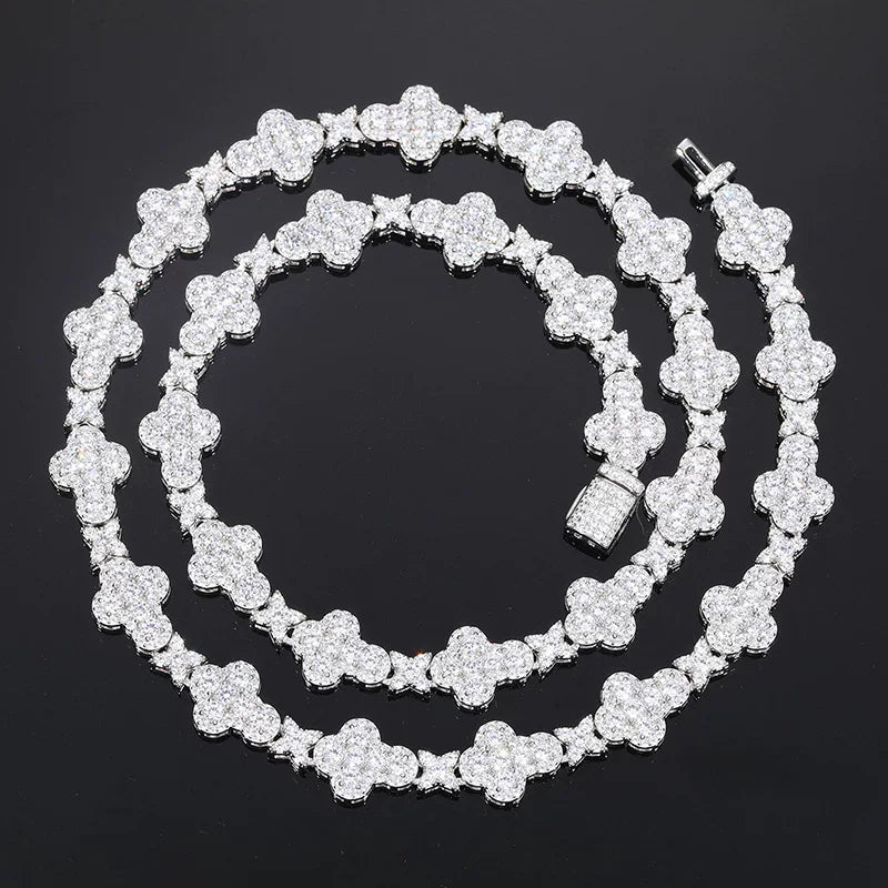 Clover Bloom 10mm Iced Link Necklace