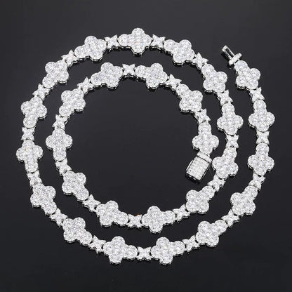 Clover Bloom 10mm Iced Link Necklace