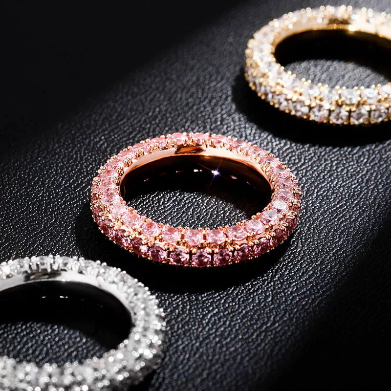 3-Row Pave CZ Eternity Band Ring