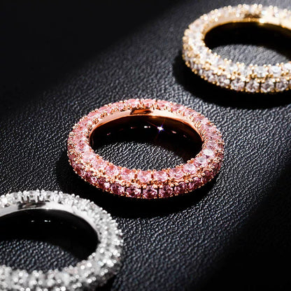 3-Row Pave CZ Eternity Band Ring