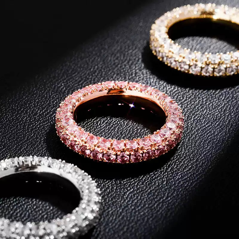3-Row Pave CZ Eternity Band Ring
