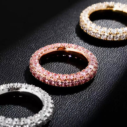 3-Row Pave CZ Eternity Band Ring