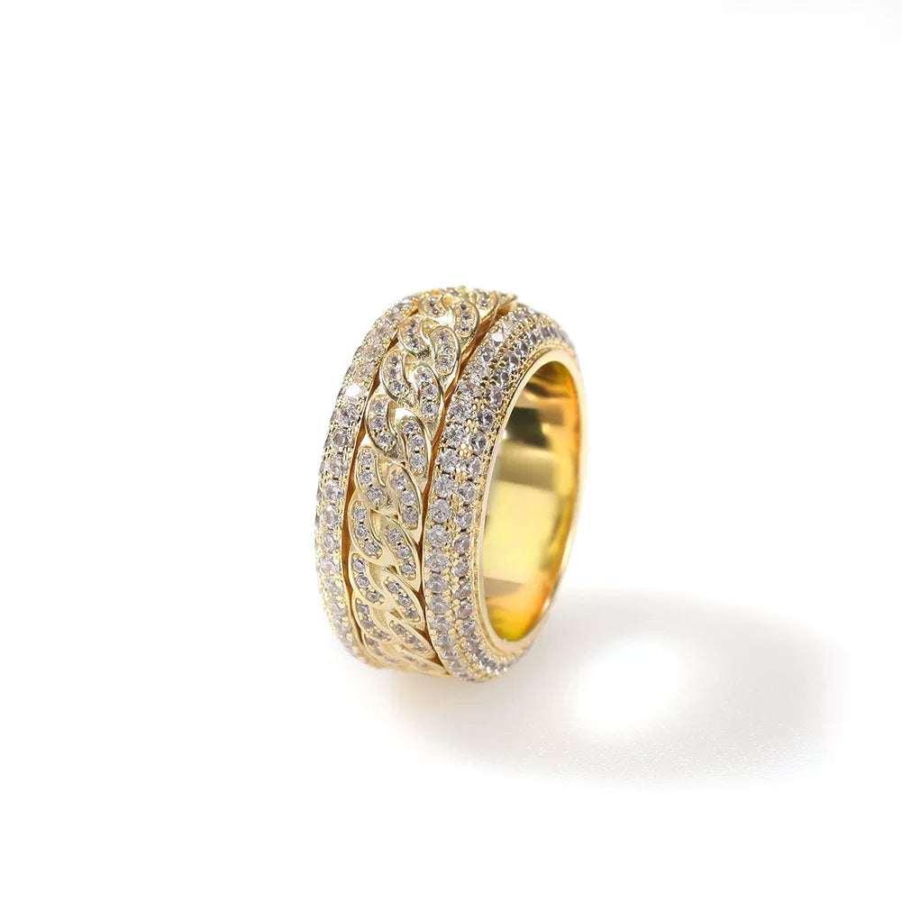 Iced Out Cuban Link Spinner Ring
