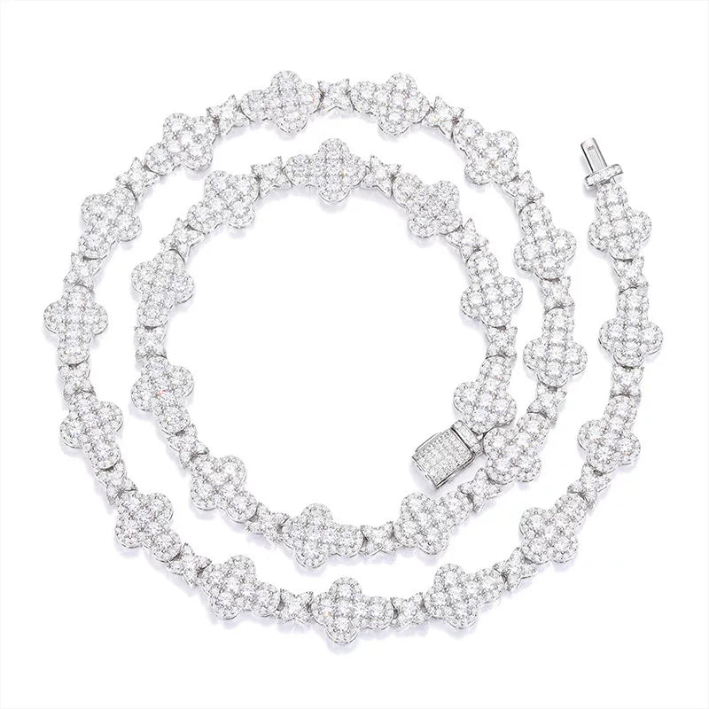 Clover Bloom 10mm Iced Link Necklace