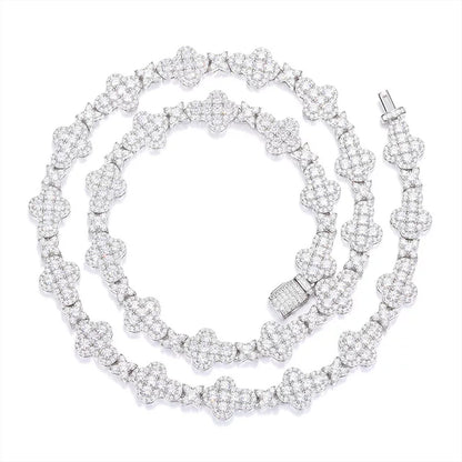 Clover Bloom 10mm Iced Link Necklace