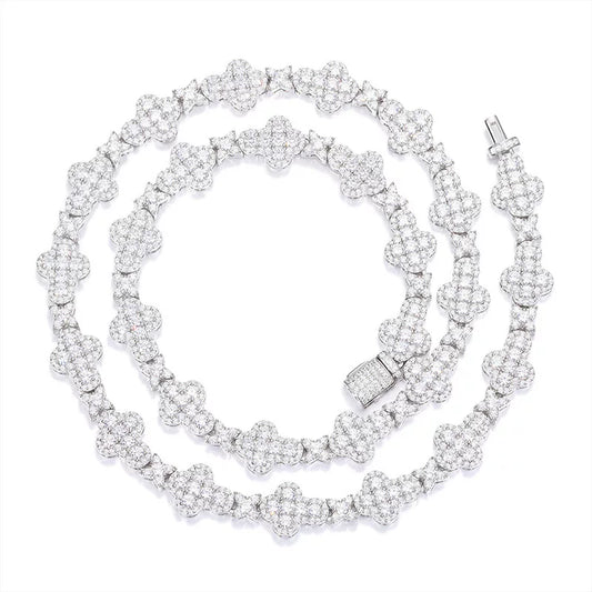 Clover Bloom 10mm Iced Link Necklace