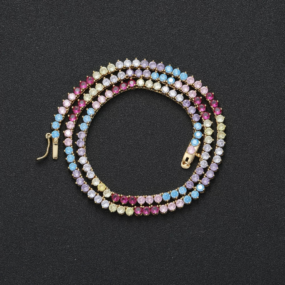 Prism Round CZ Tennis Necklace