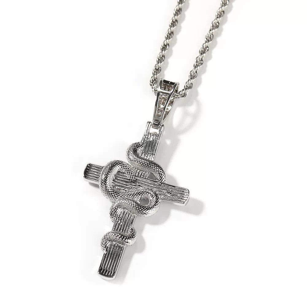 Serpent Cross Pendant Necklace