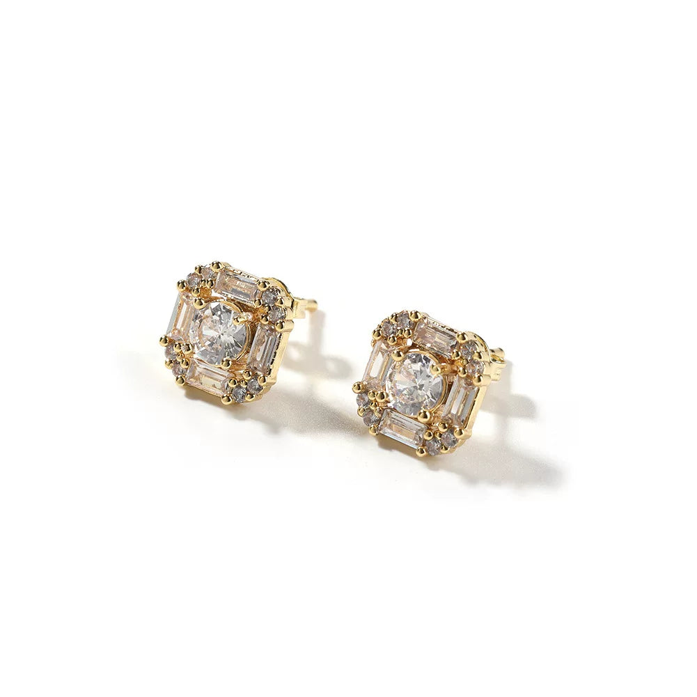 The Baguette Halo Studs
