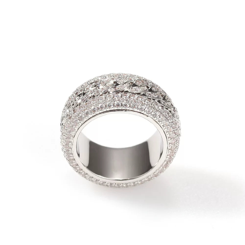 Iced Out Cuban Link Spinner Ring