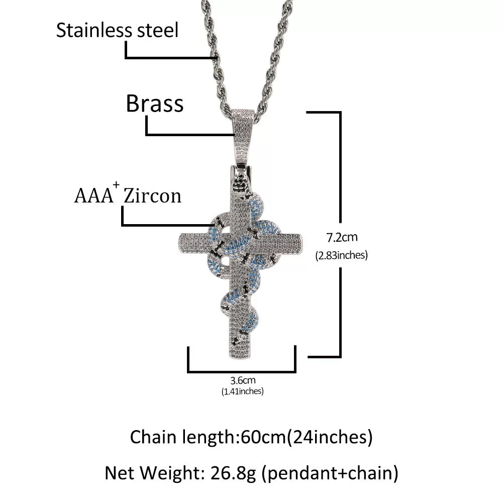 Serpent Cross Pendant Necklace