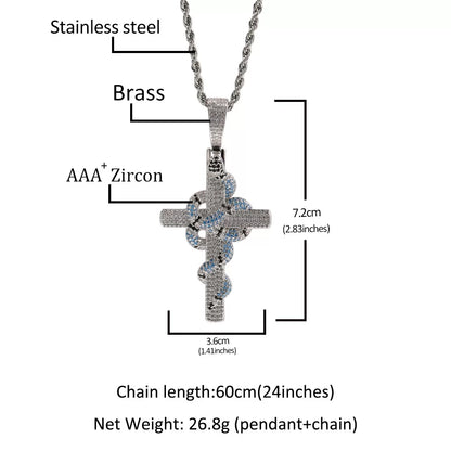 Serpent Cross Pendant Necklace