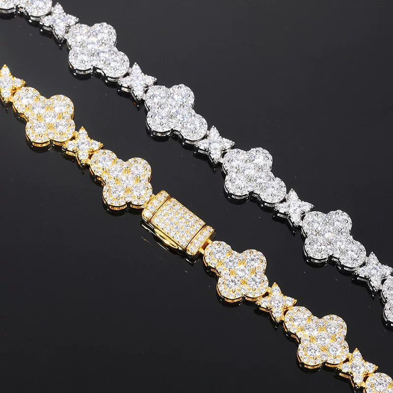 Clover Bloom 10mm Iced Link Necklace