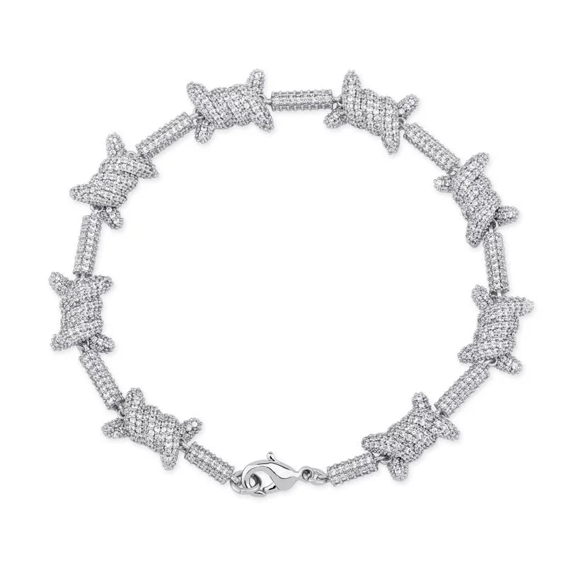 Iced Out Barbed Wire Bracelet