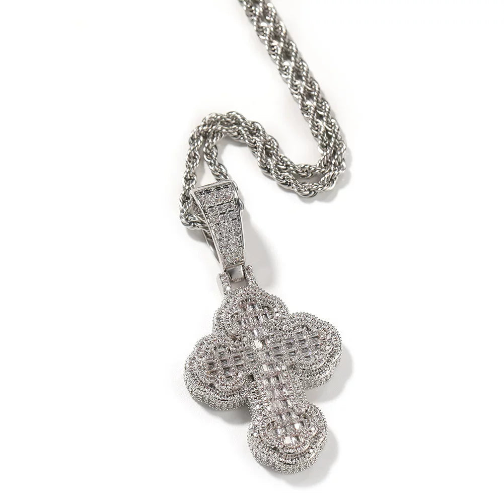 Creed Iced Cross Pendant Necklace