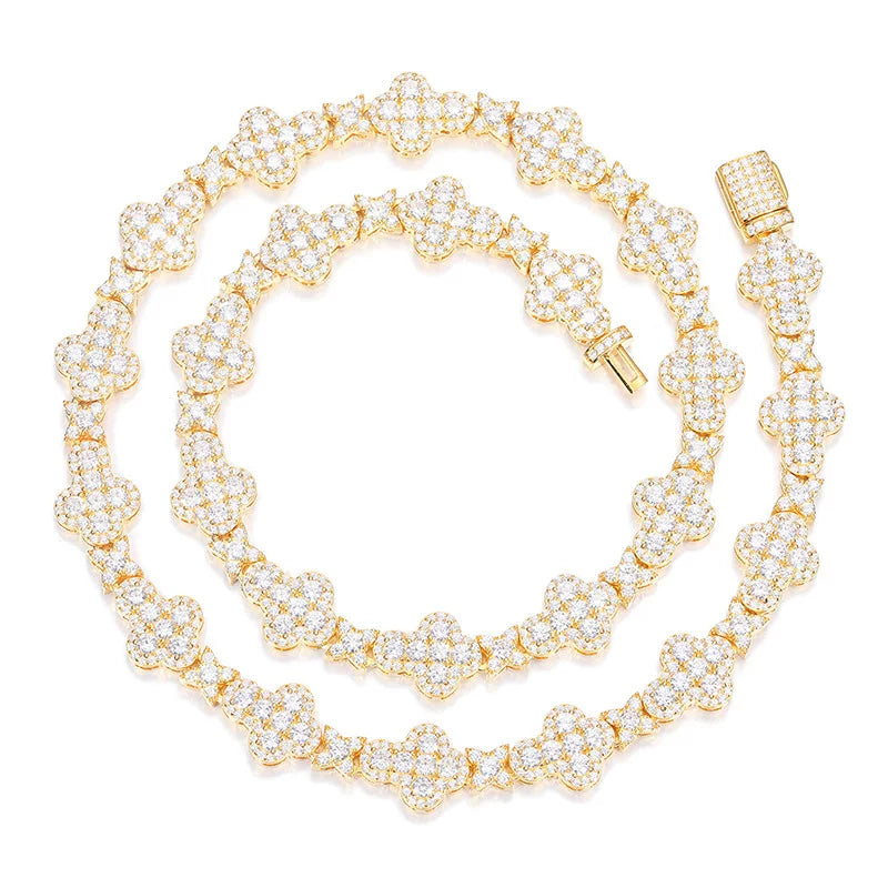 Clover Bloom 10mm Iced Link Necklace