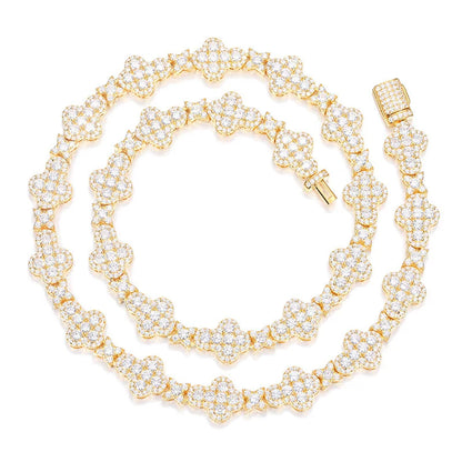 Clover Bloom 10mm Iced Link Necklace
