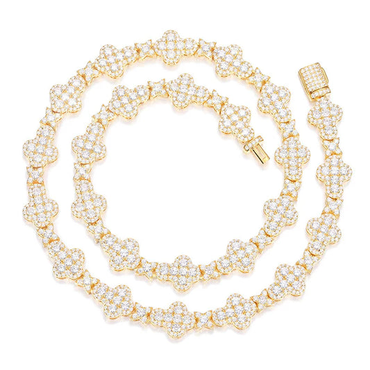 Clover Bloom 10mm Iced Link Necklace