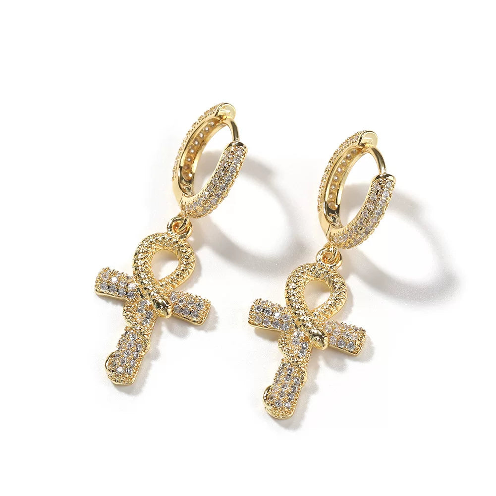 The Ankh Drop Huggie Earrings
