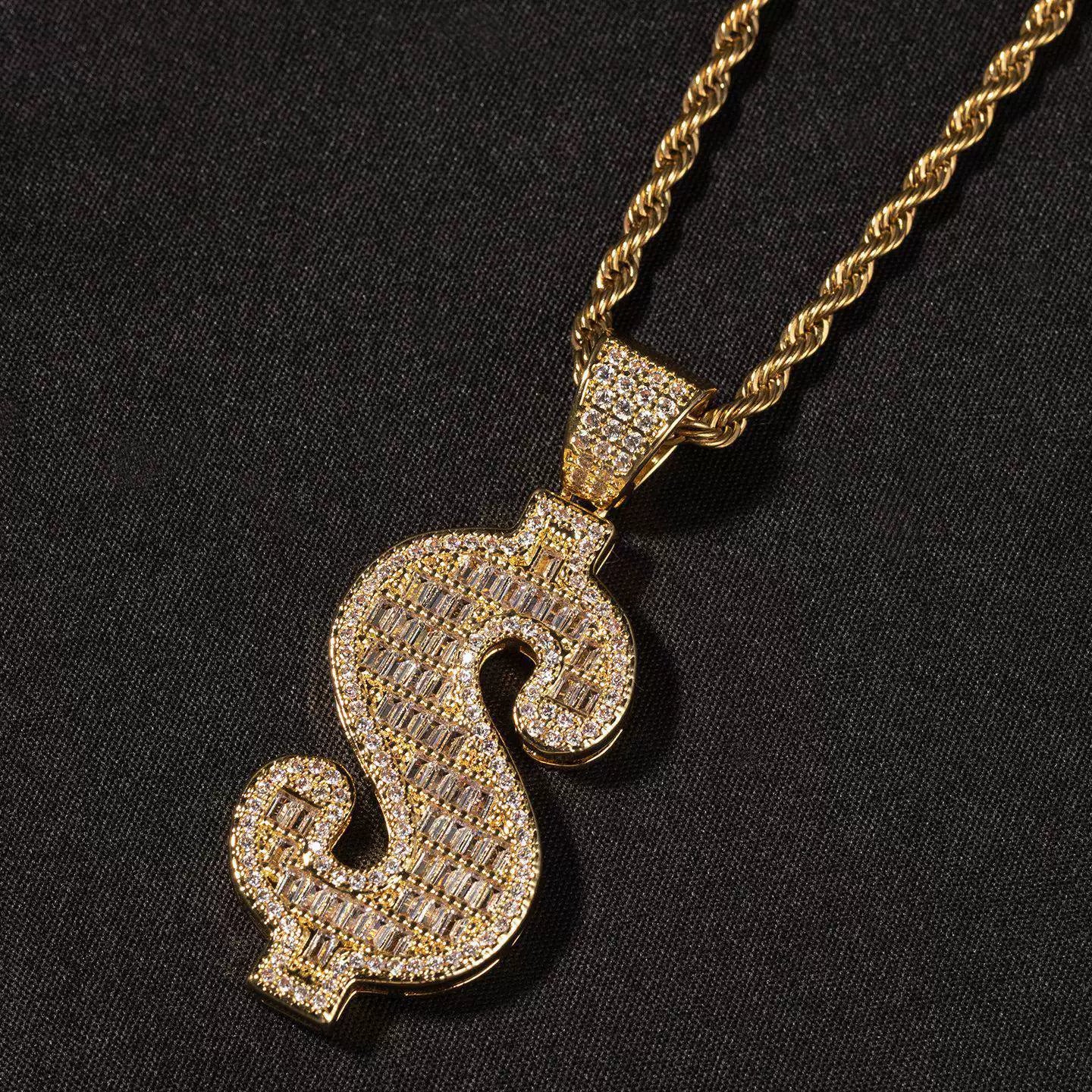 Money Bag Baguette Iced Necklace