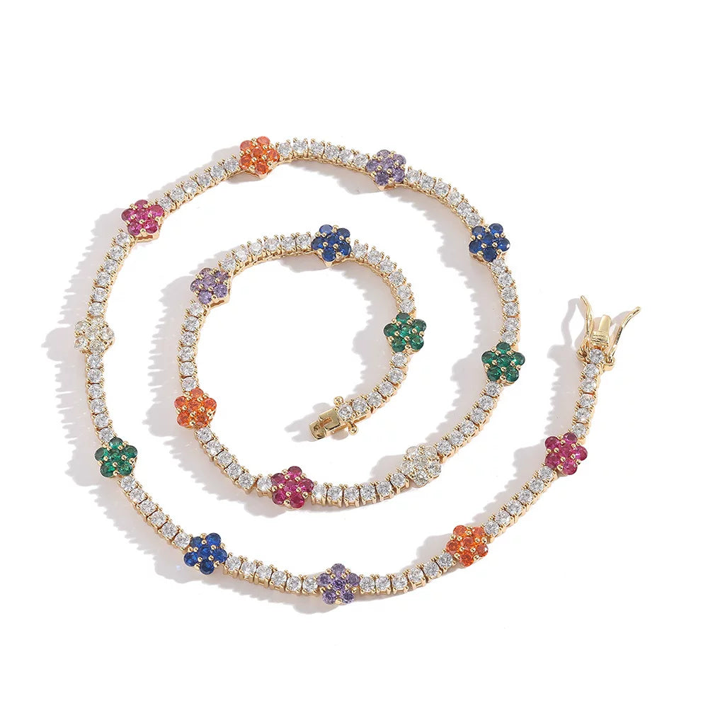 The Rainbow Flower Tennis Chain