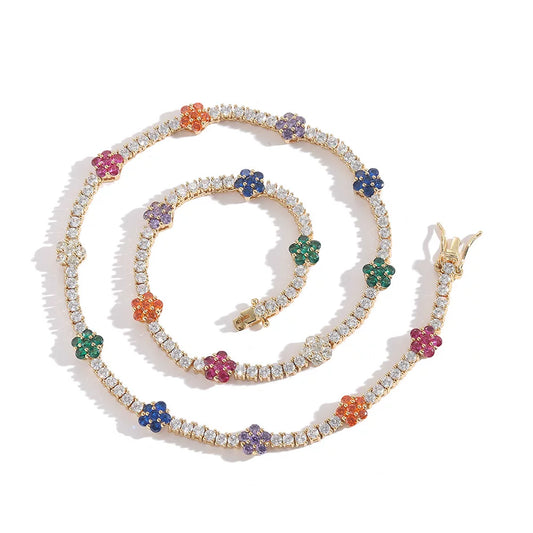 The Rainbow Flower Tennis Chain