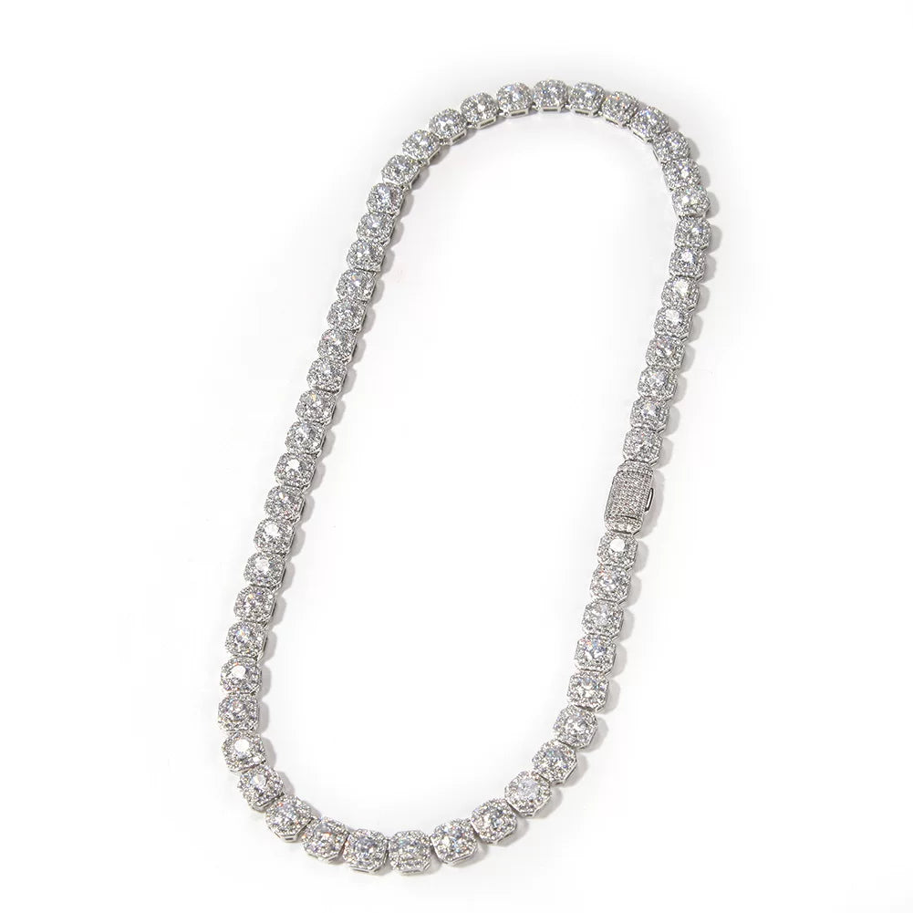 Octagon Halo Iced Tennis Necklace