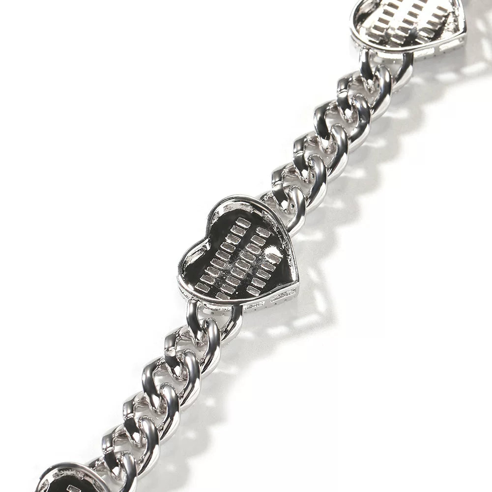 Heartbeat Baguette Cuban Chain Necklace & Bracelet